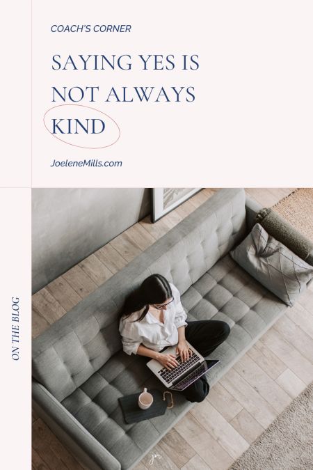 Woman working on laptop from couch—visual for blog post on how to say no without guilt and set boundaries as an introverted coach or solopreneur.