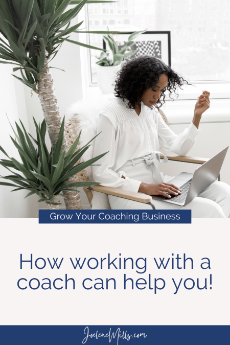 woman sitting at her desk, twirling her hair with the words "how working with a coach can help you!"