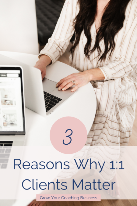 a coach at a table with a client, implied, and the words 3 reasons why 1:1 coaching matters
