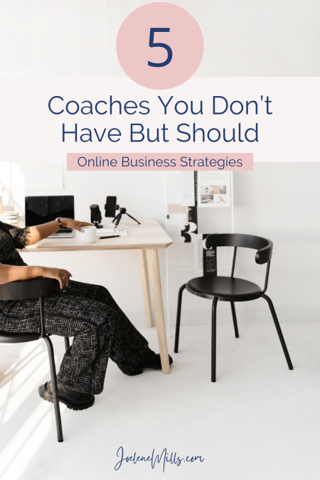 a woman sitting at her desk waiting for her coach with the words 5 coaches you don't have bug should overlayed