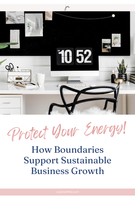 Minimalist home office with digital clock and vision board—visual for blog post on how boundaries help introverted coaches protect your energy.