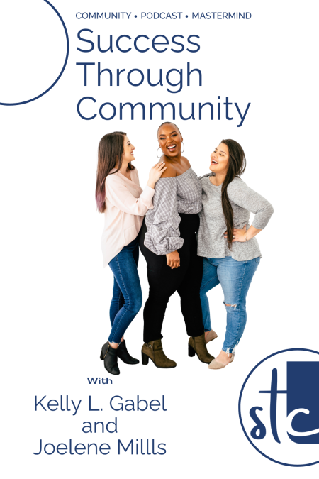 Woman laughing together with the words success through community